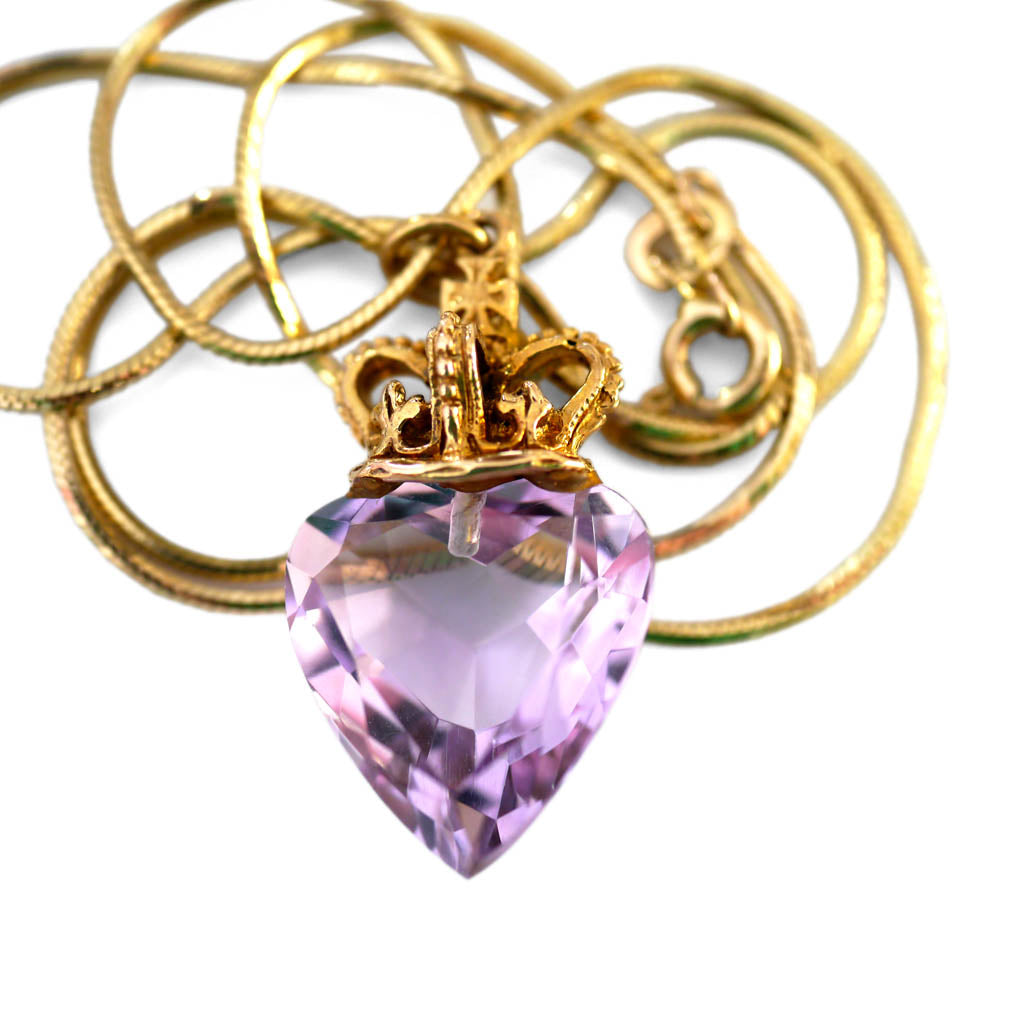 Alluring Amethyst Crowned Heart Necklace 1979
