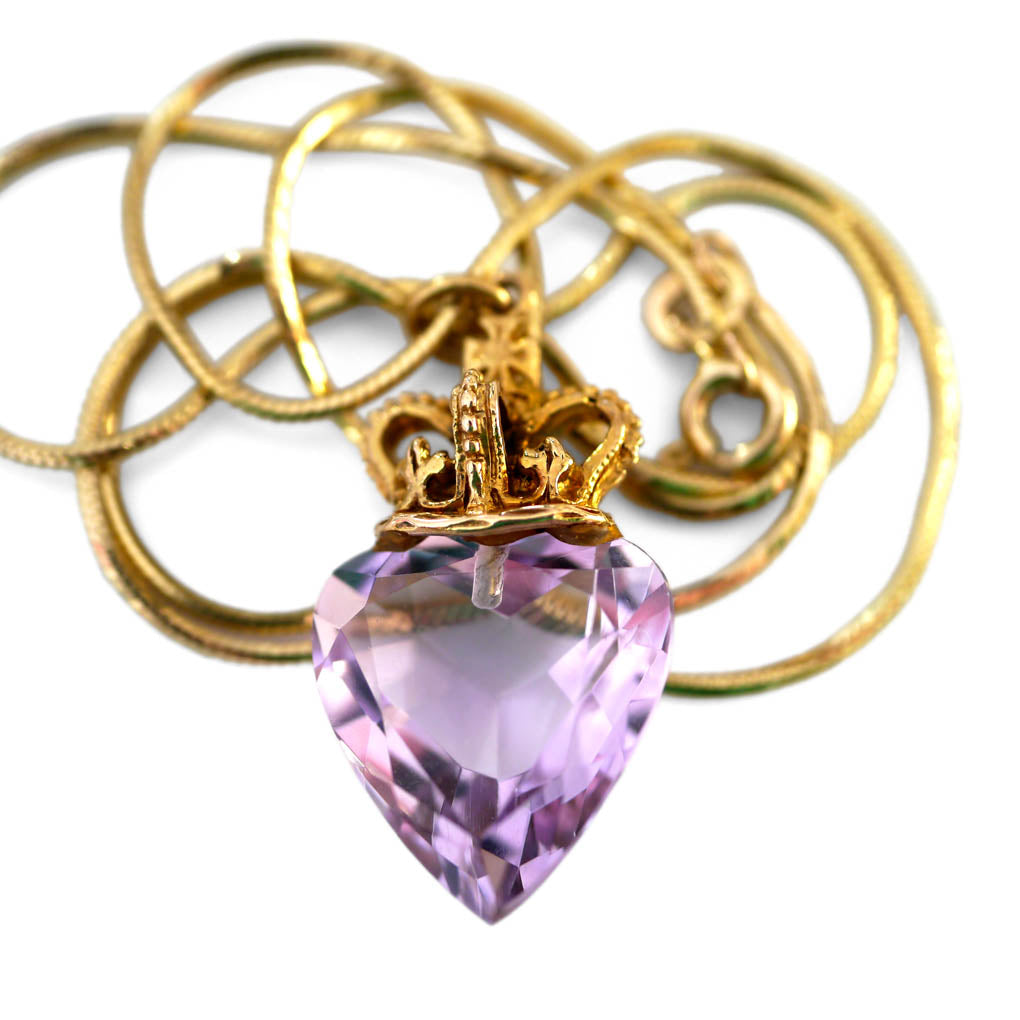 Alluring Amethyst Crowned Heart Necklace 1979