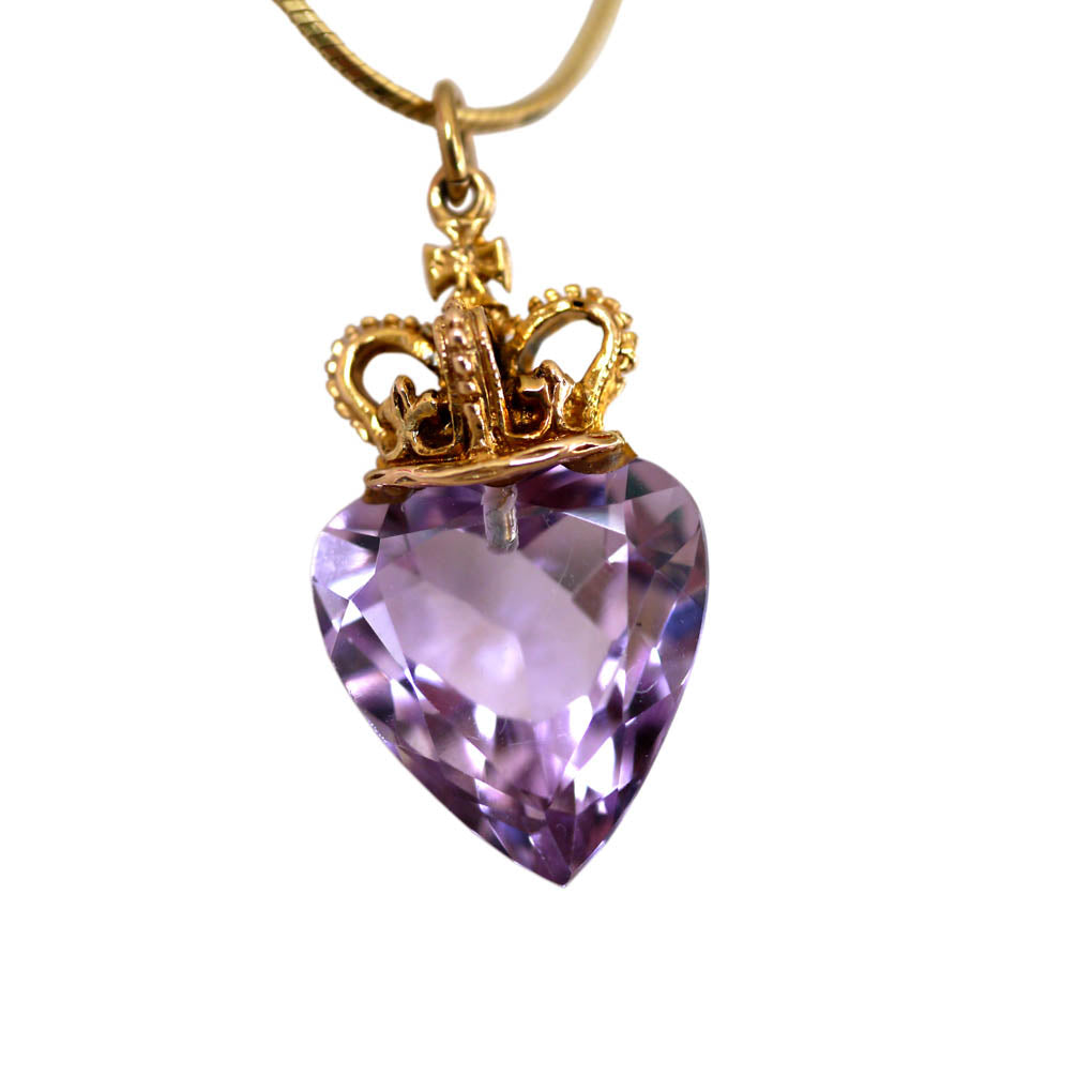 Alluring Amethyst Crowned Heart Necklace 1979