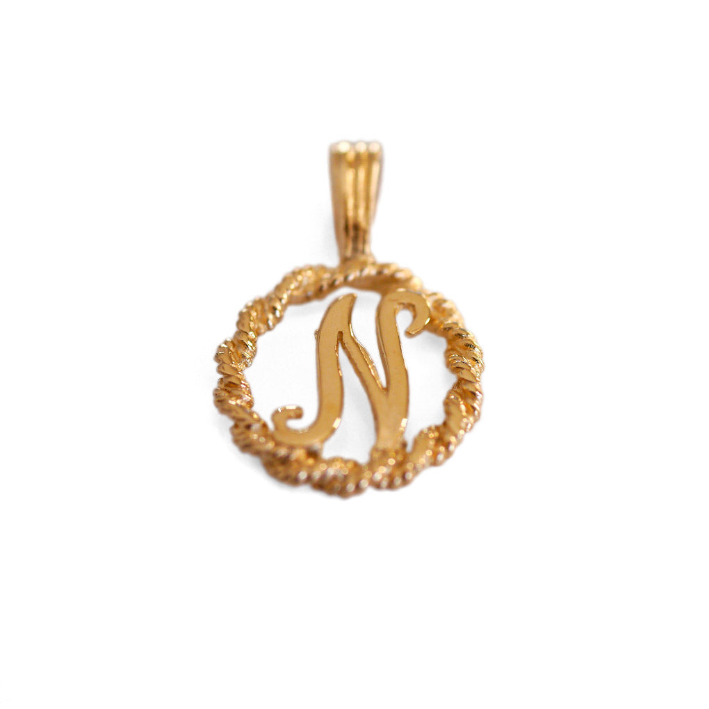 Gold Vintage Initial N Pendant