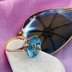 Blue Topaz Gargantuan Cocktail Ring 1992 - 25 Carats!