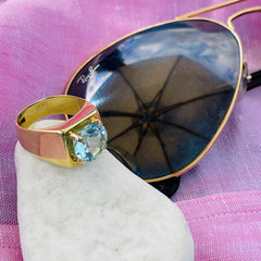 Blue Topaz Bold Beat Ring 1972