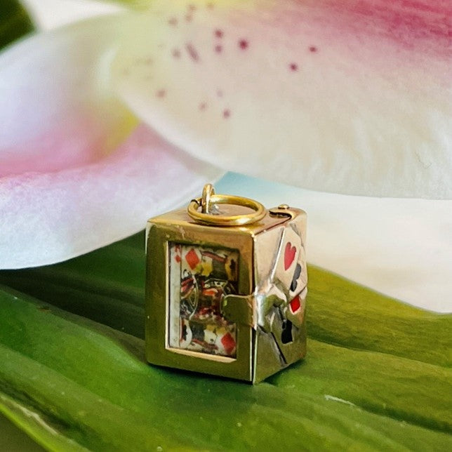 Georg Jensen Articulated Enamelled Gold Deck of Cards 1969 Pendant