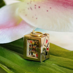 Georg Jensen Articulated Enamelled Gold Deck of Cards 1969 Pendant