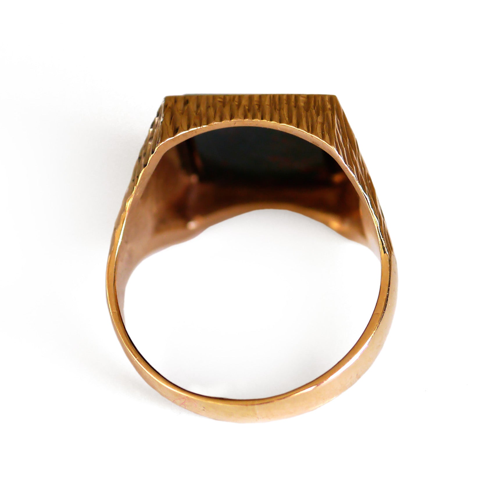 Swaggering Seventies Bloodstone & Barked Gold Ring