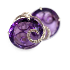 Alluring Amethyst and Diamond White Gold Enormous Earrings