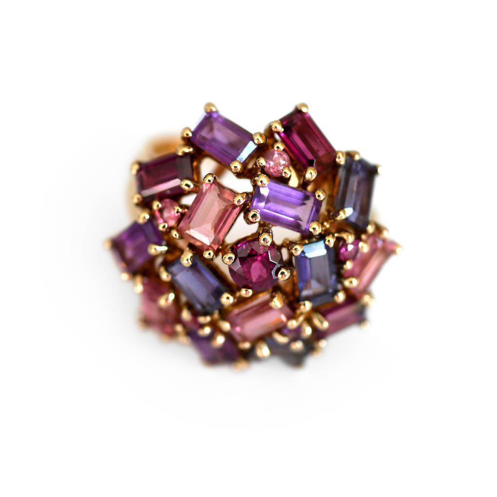 Enormous Amethyst, Iolite, Tourmaline Cocktail Ring
