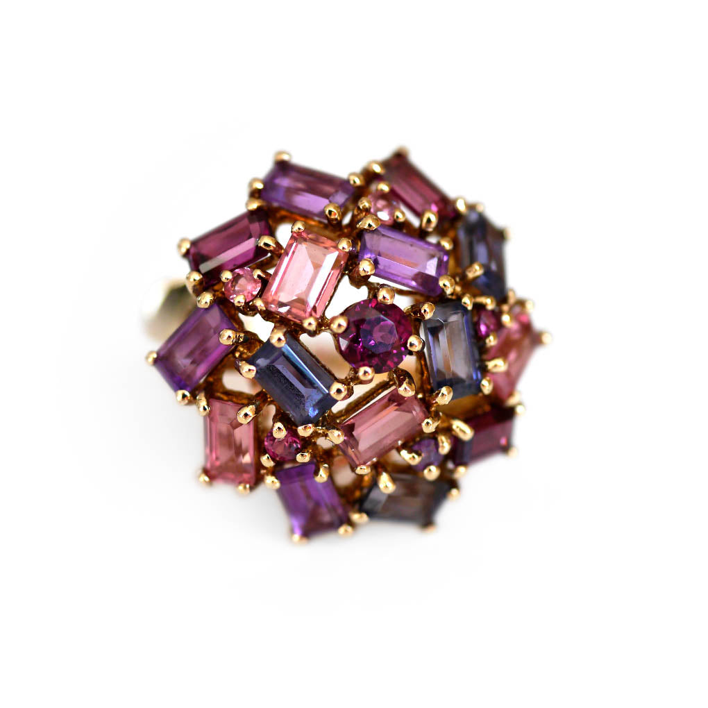 Enormous Amethyst, Iolite, Tourmaline Cocktail Ring