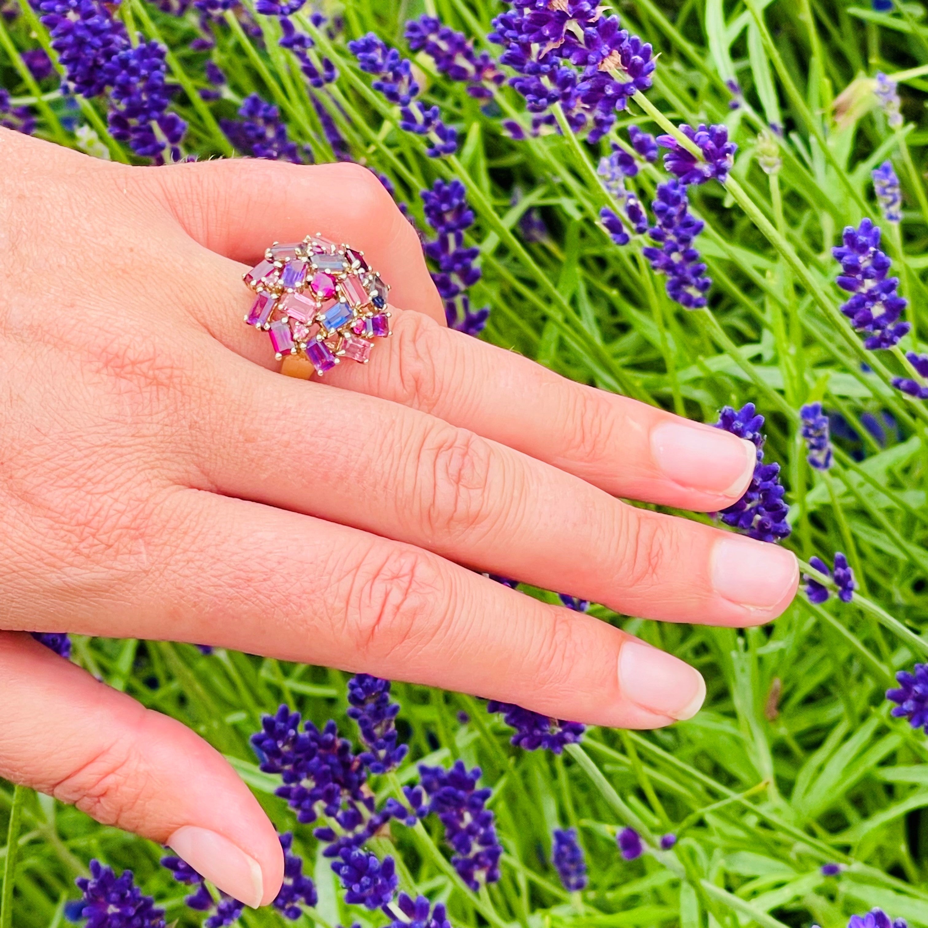 Enormous Amethyst, Iolite, Tourmaline Cocktail Ring