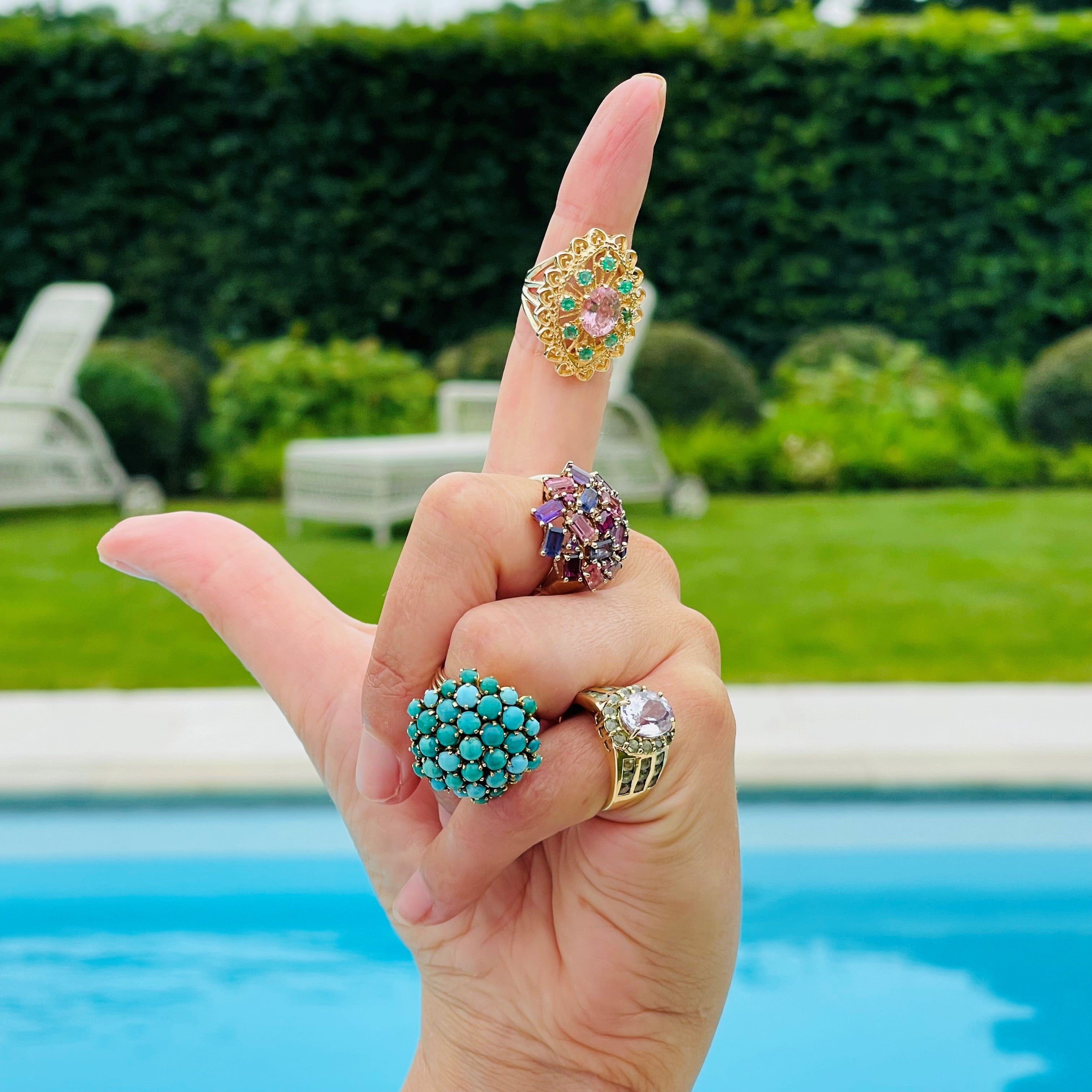Enormous Amethyst, Iolite, Tourmaline Cocktail Ring