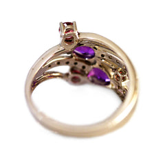 Diamond, Amethyst, Pink Garnet White Gold Dress Ring