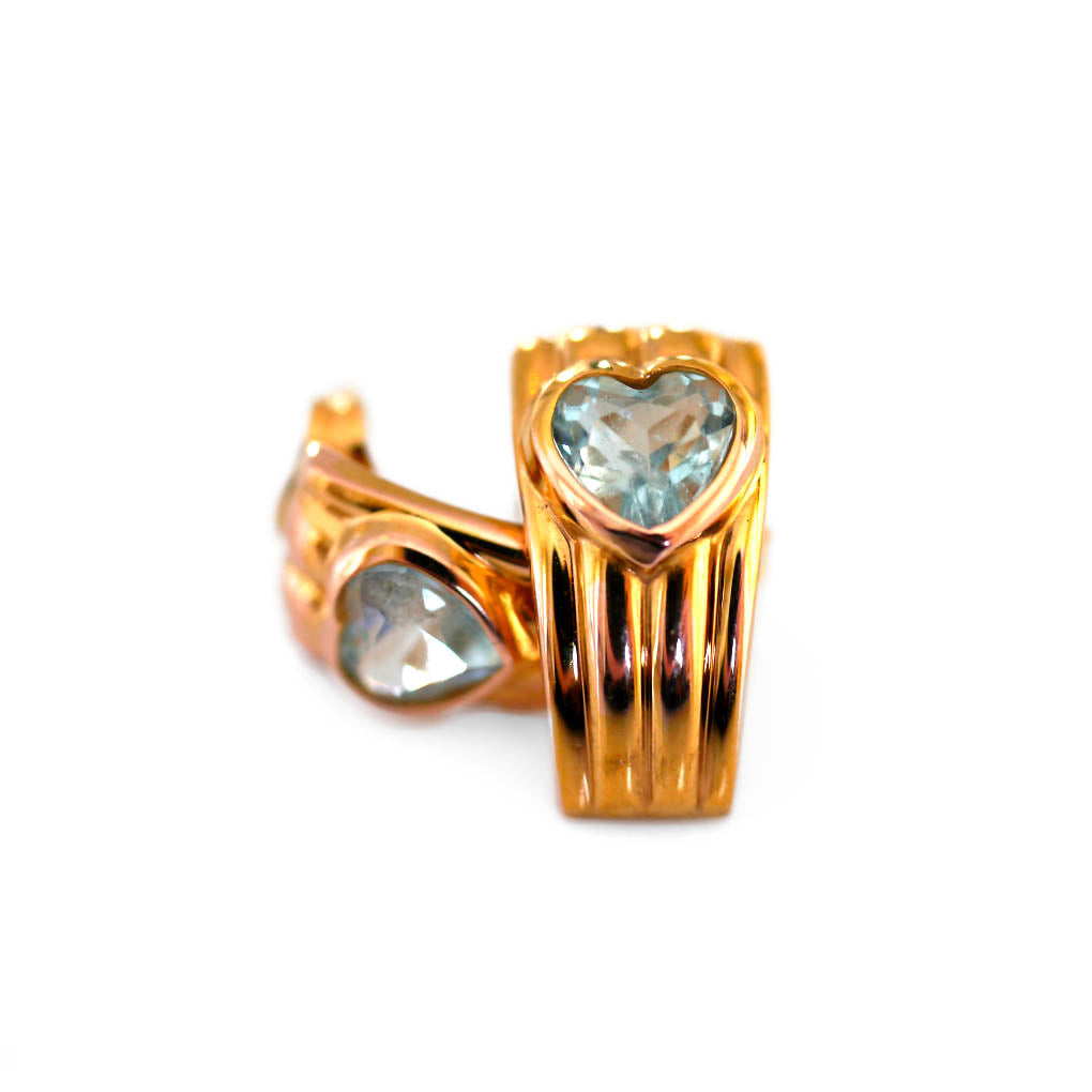 Vintage Aquamarine Heart Half Hoop Earrings