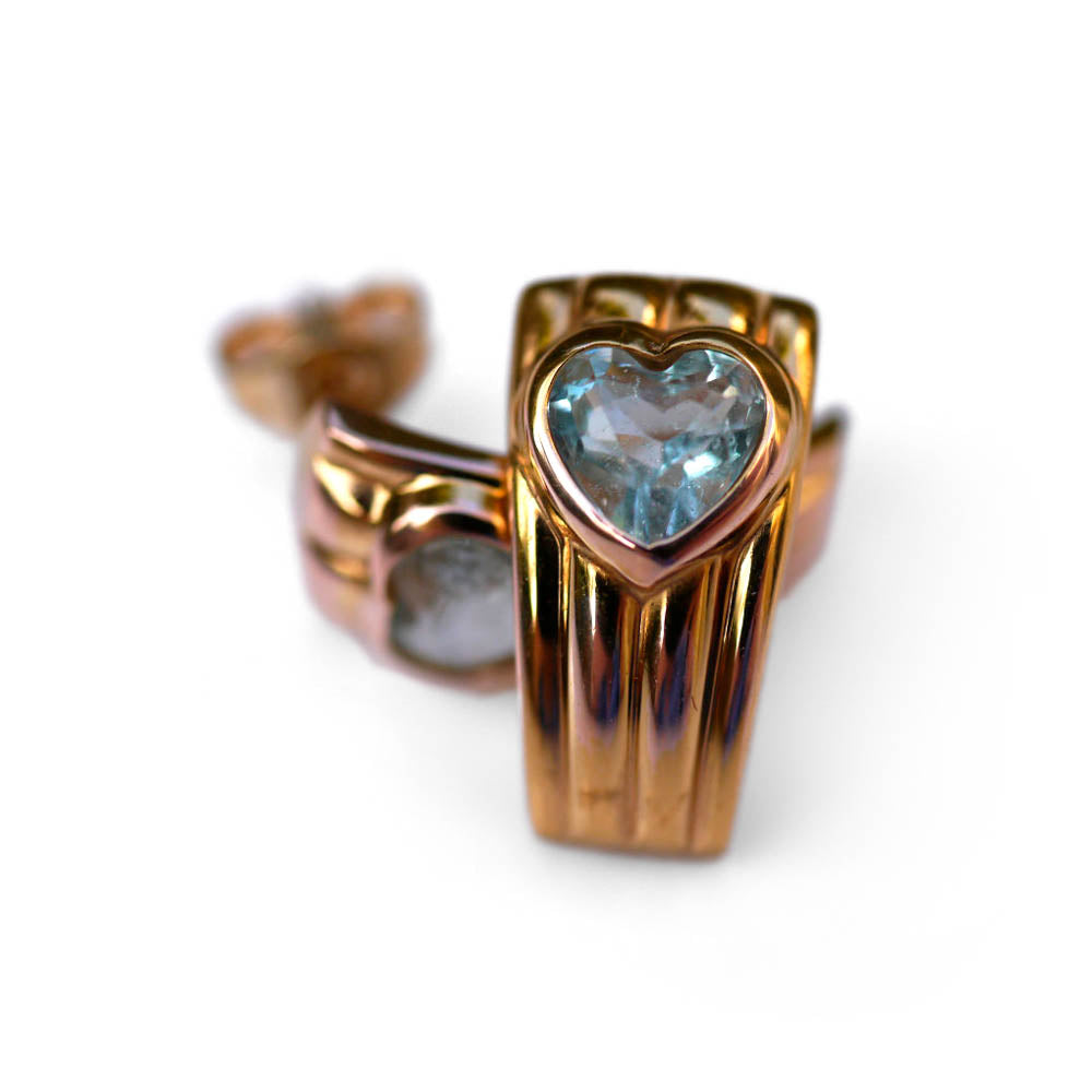 Vintage Aquamarine Heart Half Hoop Earrings
