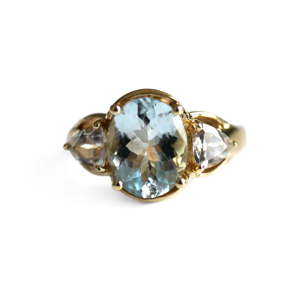 Astounding Aquamarine Ring & White Topaz Ring