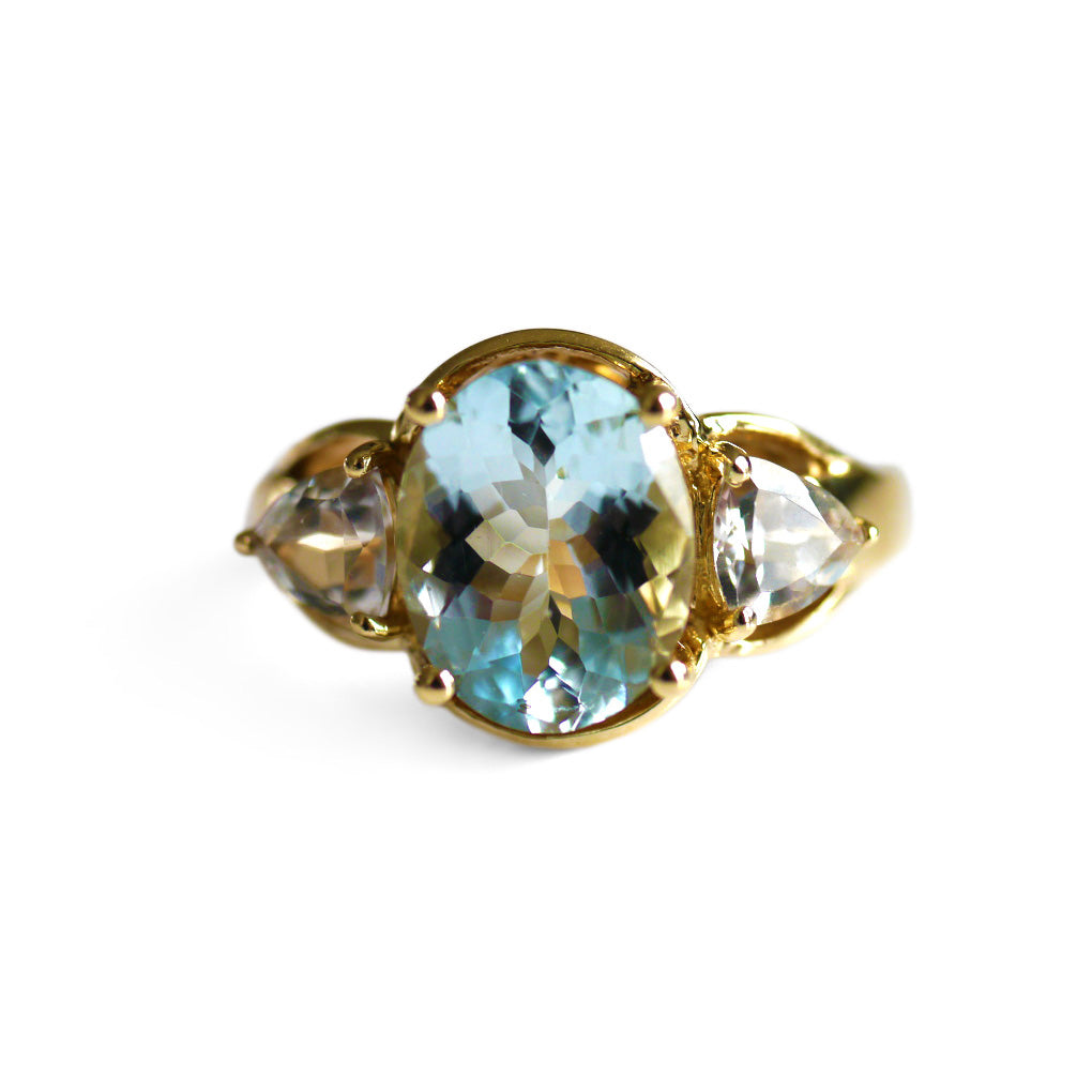 Astounding Aquamarine Ring & White Topaz Ring