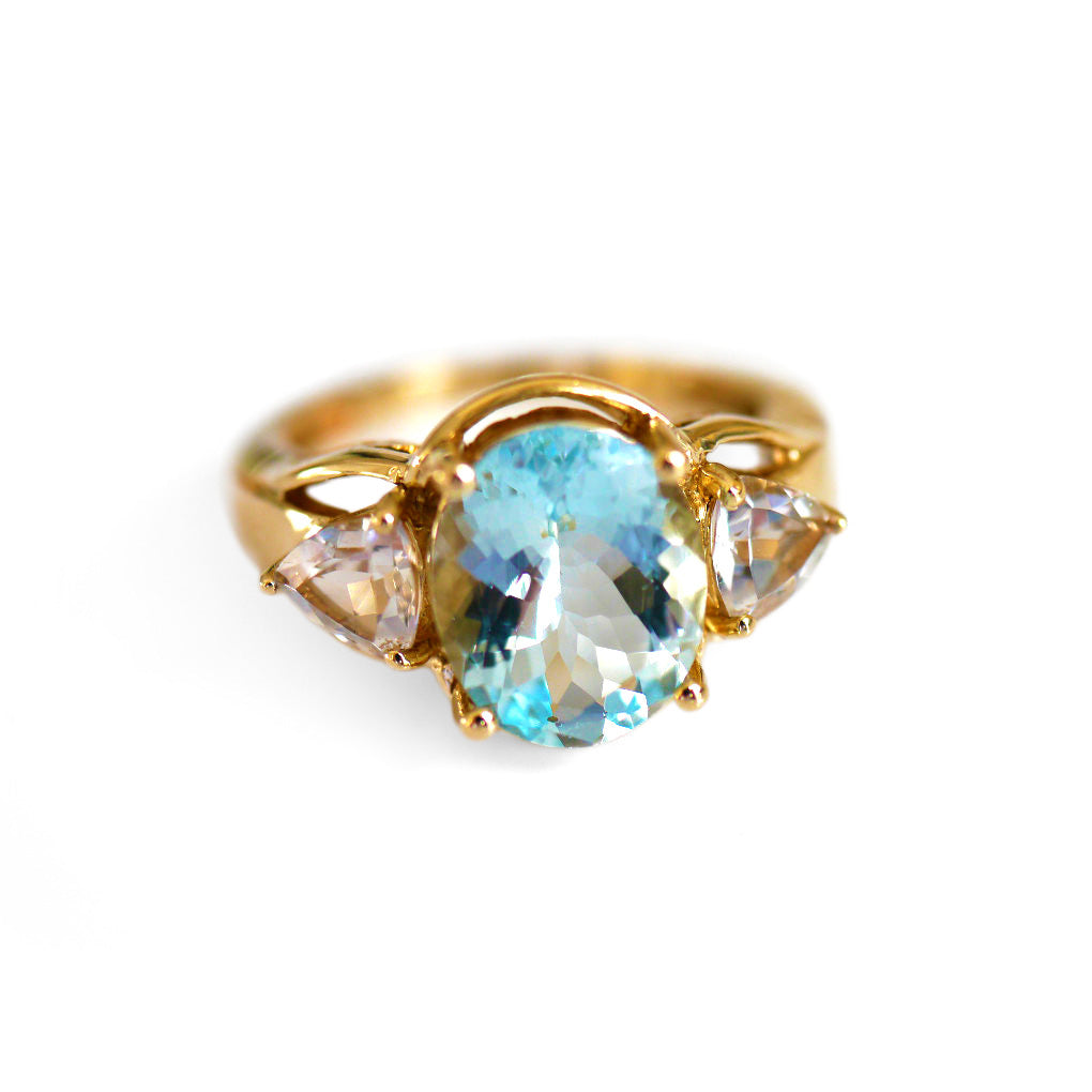 Astounding Aquamarine Ring & White Topaz Ring