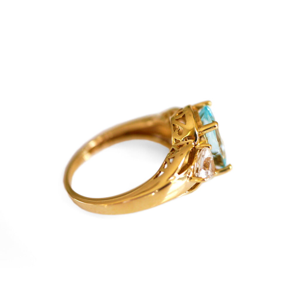 Astounding Aquamarine Ring & White Topaz Ring
