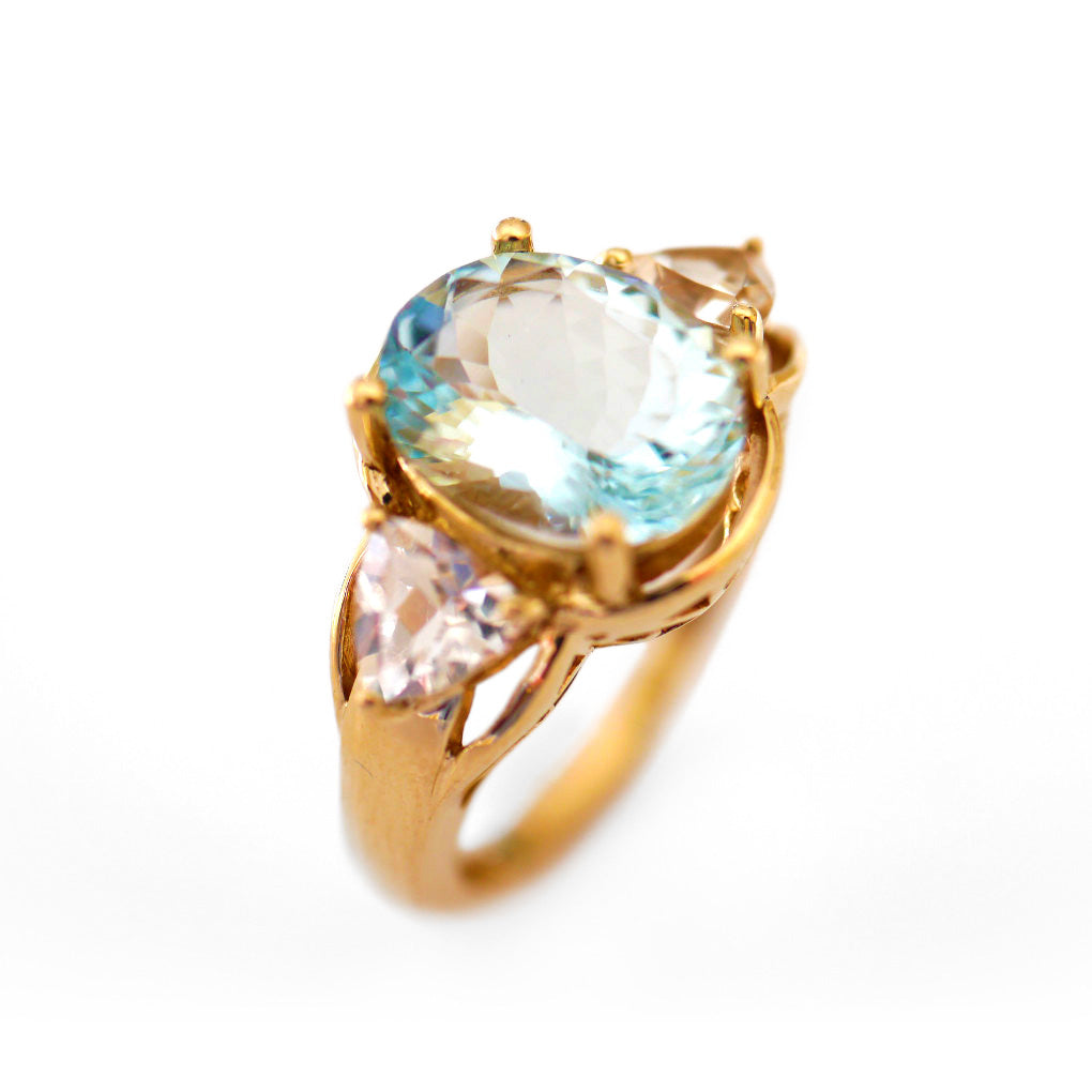 Astounding Aquamarine Ring & White Topaz Ring