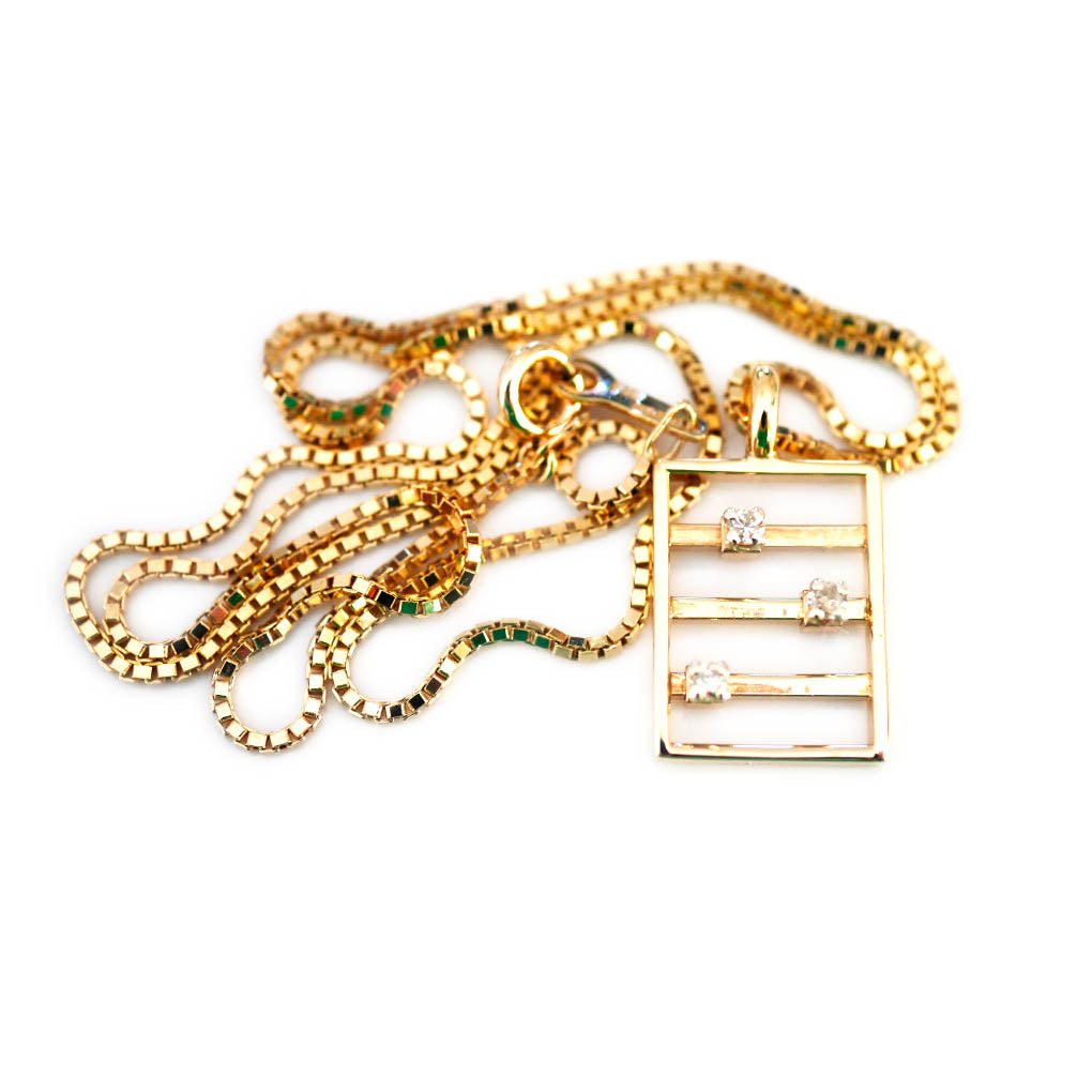 1967 Articulated Diamond Abacus Necklace photographed on a white background