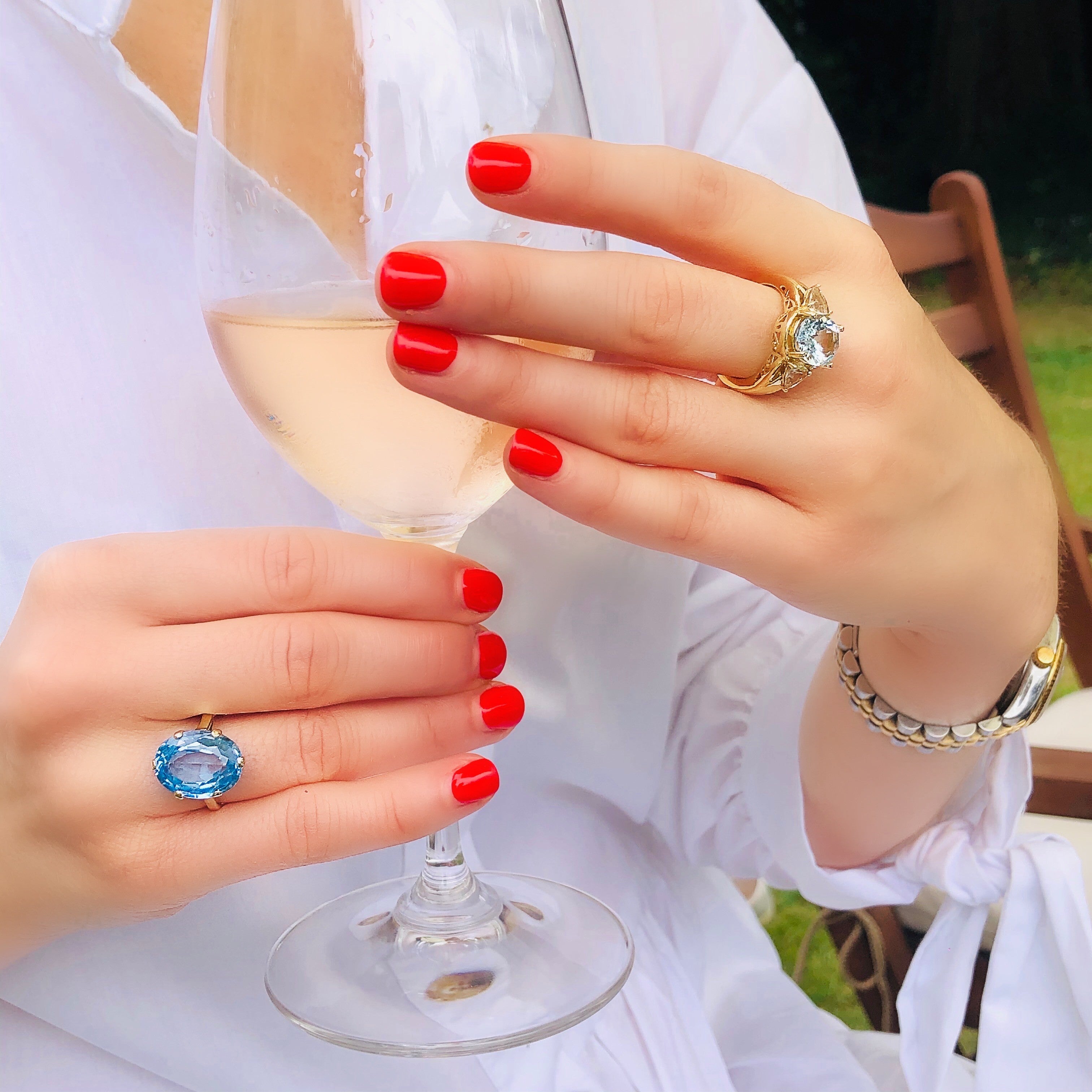 Astounding Aquamarine Ring & White Topaz Ring