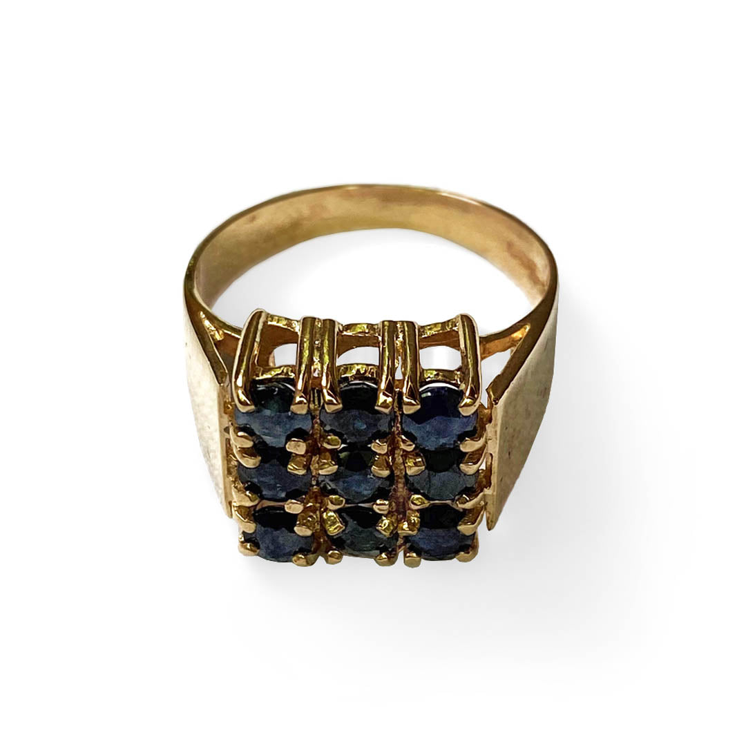 Blue Sapphire Square Ring 1977