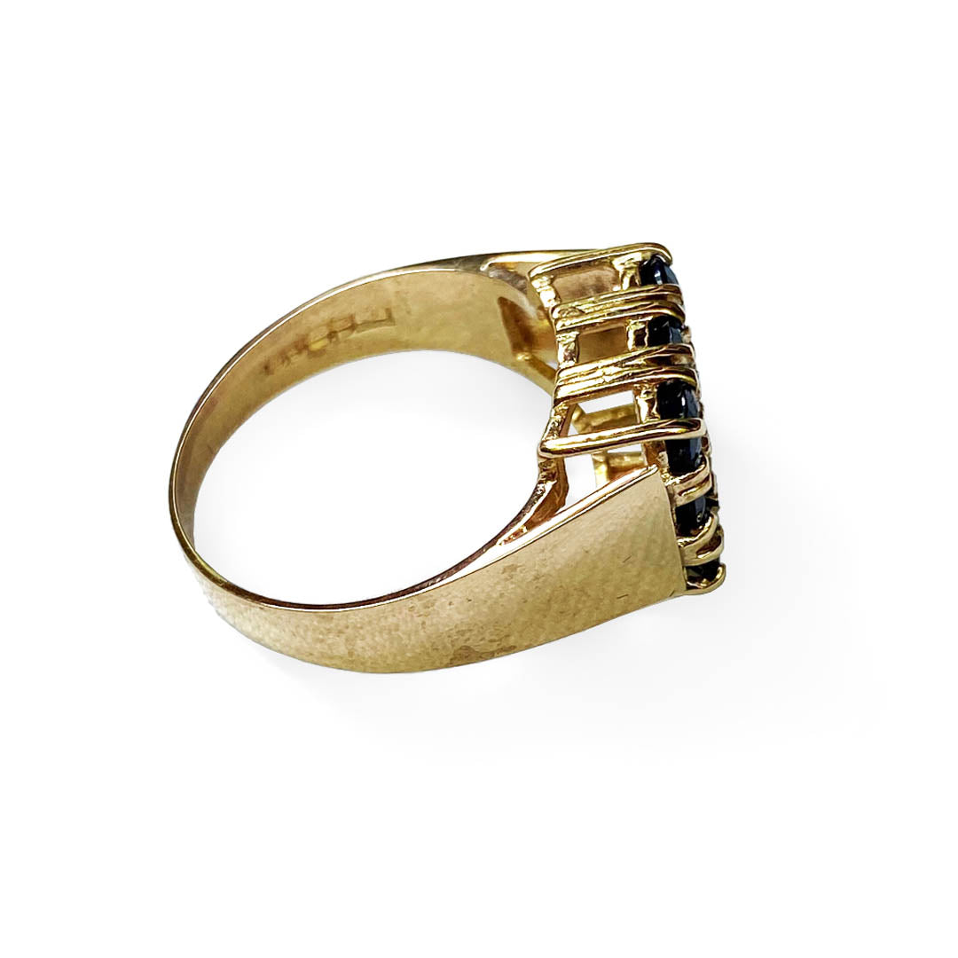 Blue Sapphire Square Ring 1977