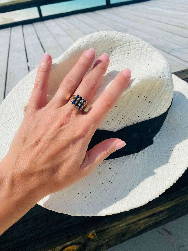 Blue Sapphire Square Ring 1977