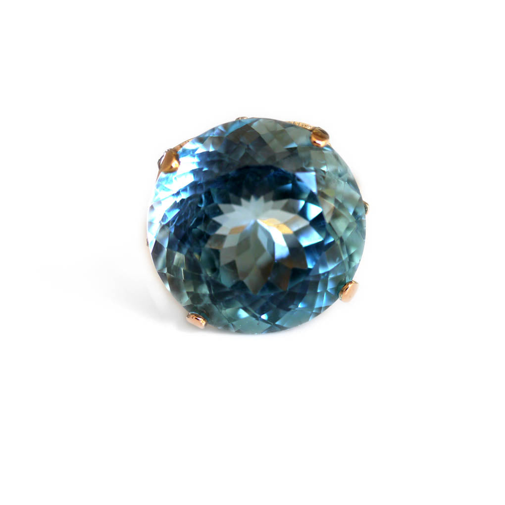 Blue Topaz Gargantuan Cocktail Ring 1992 - 25 Carats!