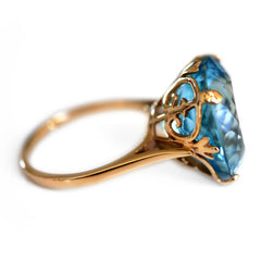 Blue Topaz Gargantuan Cocktail Ring 1992 - 25 Carats!