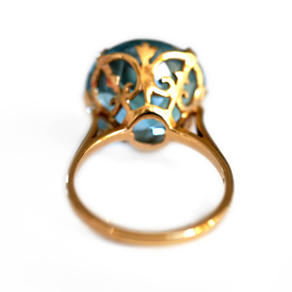 Blue Topaz Gargantuan Cocktail Ring 1992 - 25 Carats!
