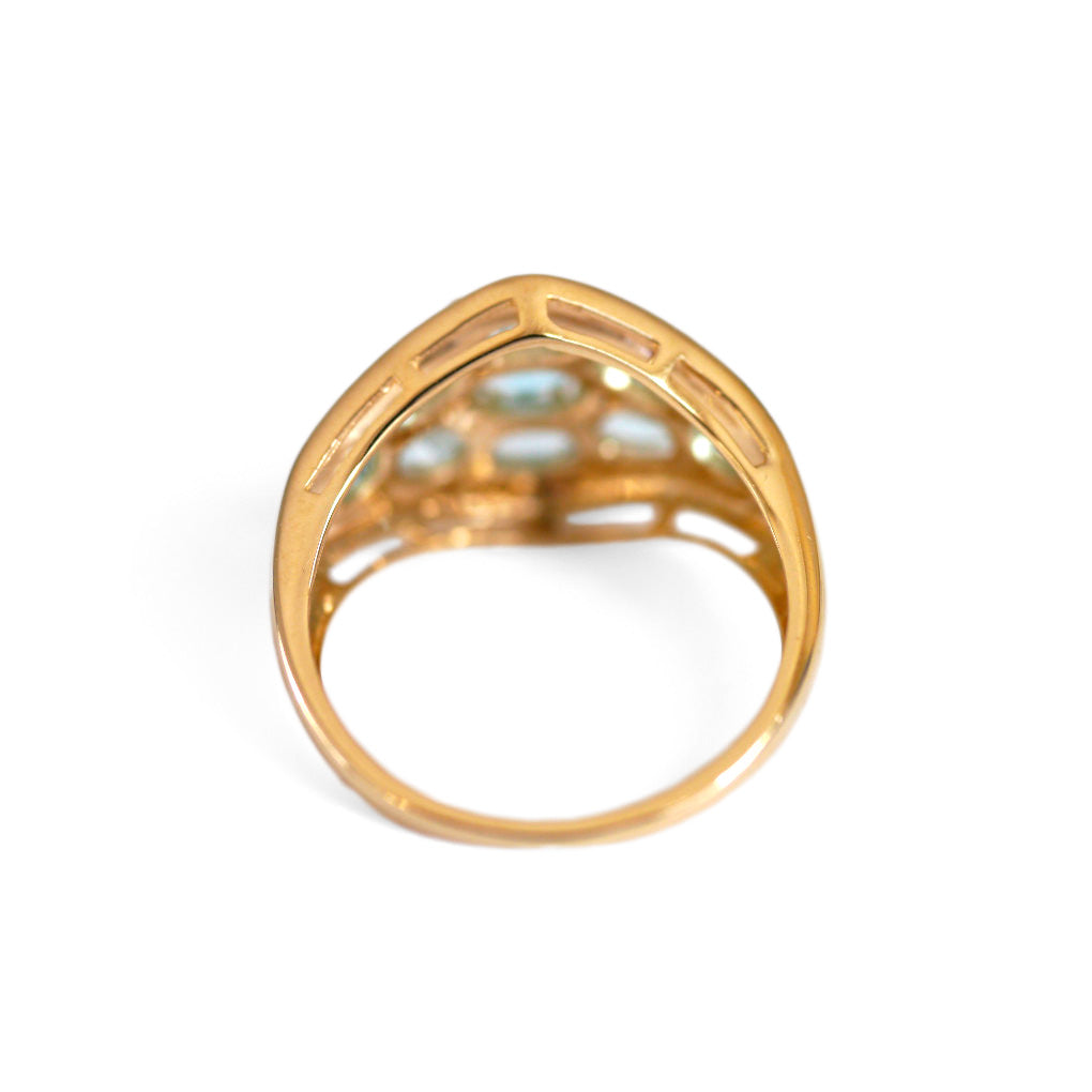 Blue Topaz & Dazzling Diamond Vintage Dress Ring