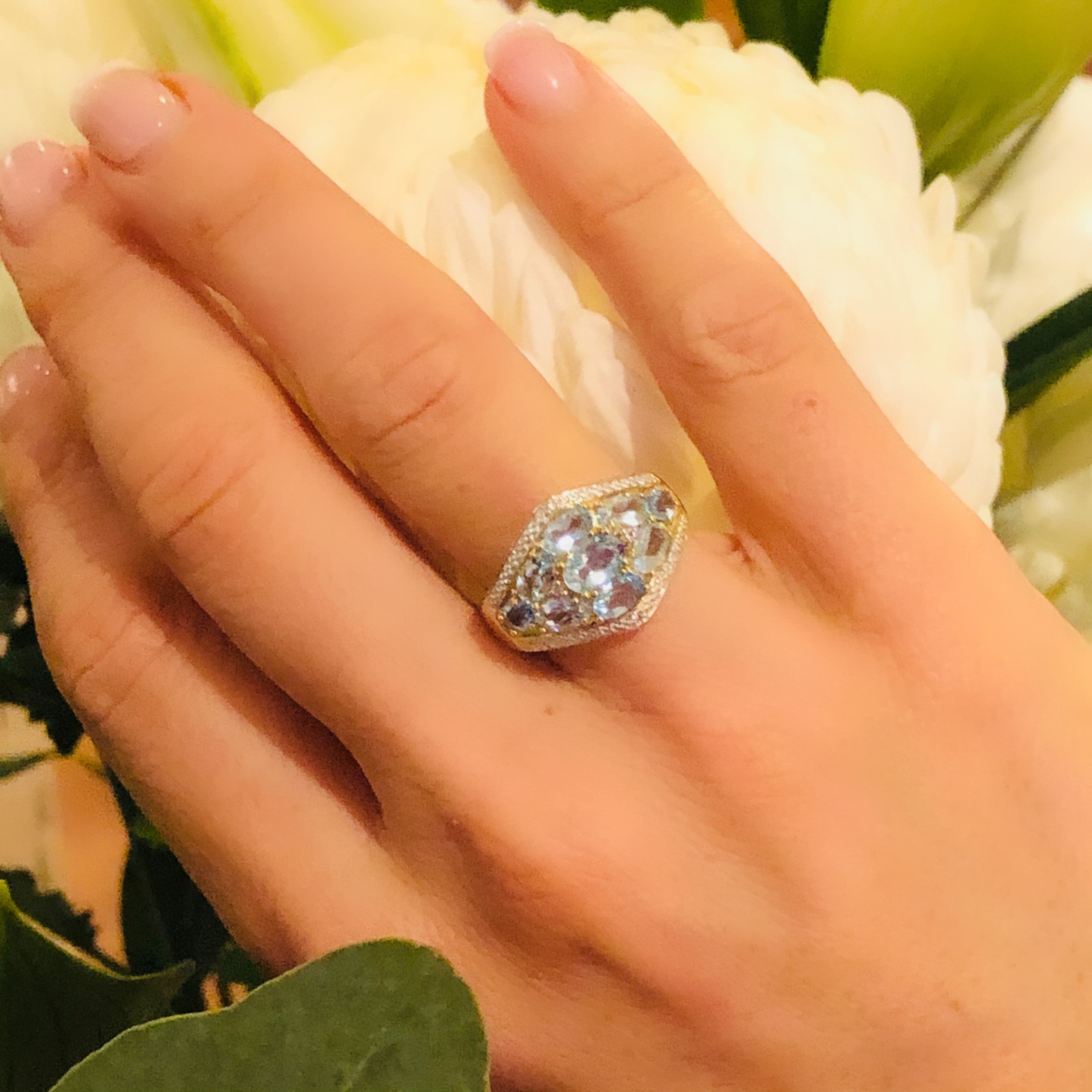 Blue Topaz & Dazzling Diamond Dress Ring
