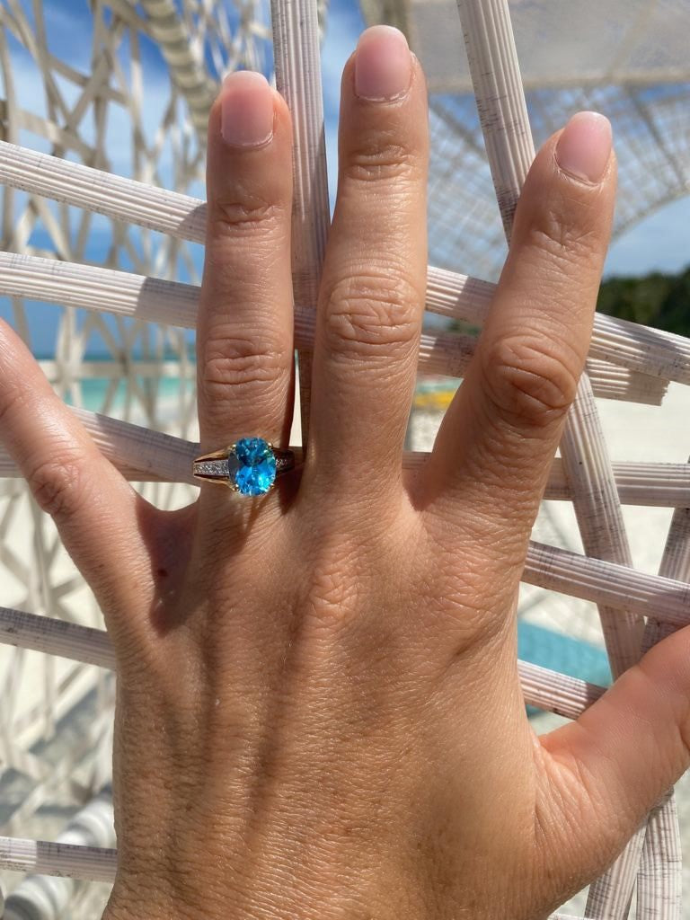 Blue Topaz & Diamond Ring