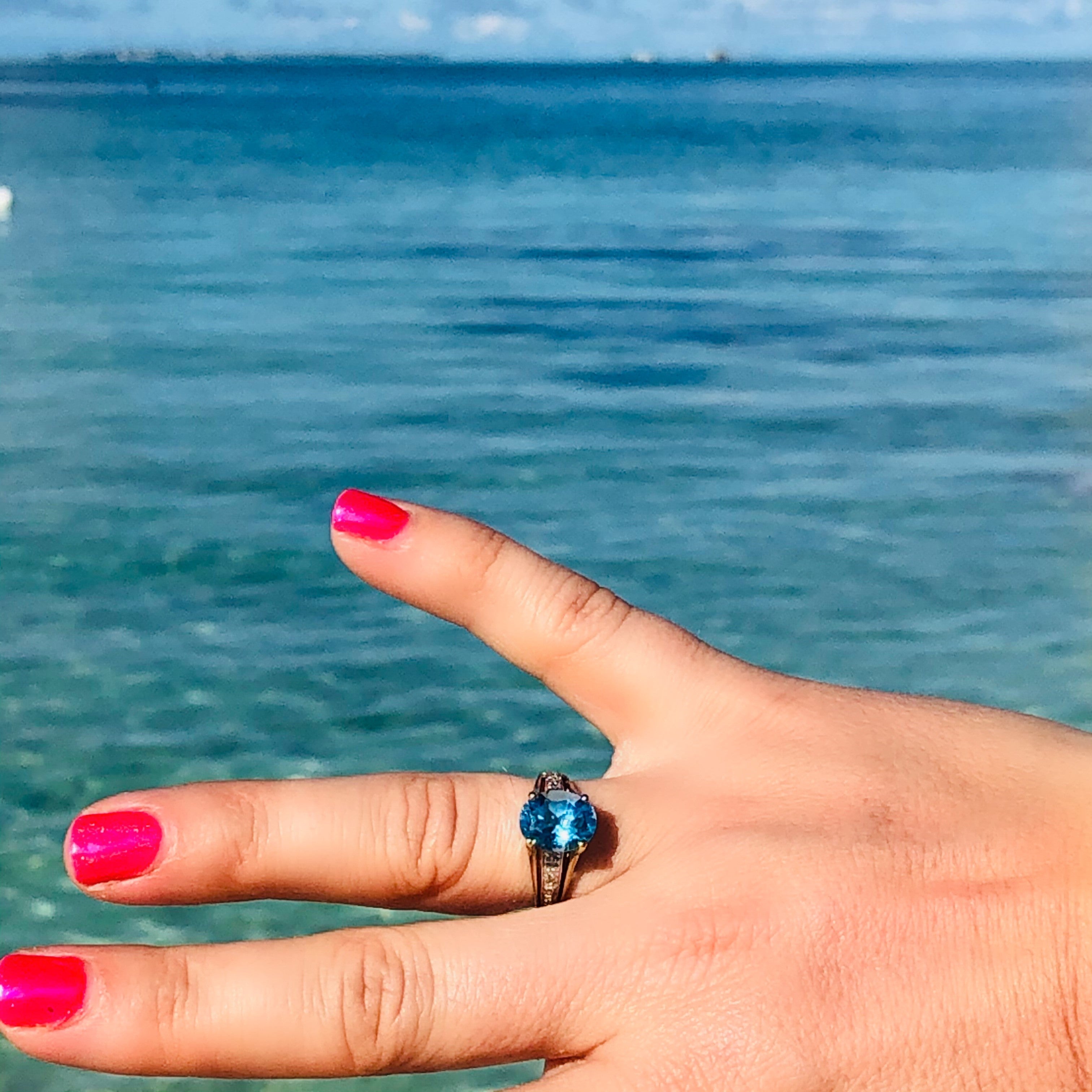 Blue Topaz & Diamond Ring