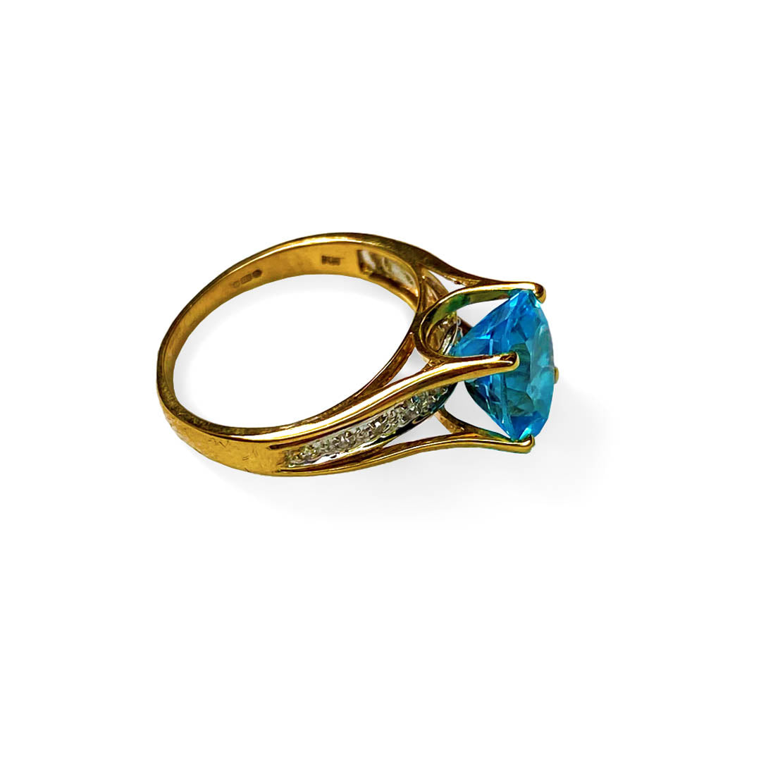 Blue Topaz & Diamond Ring