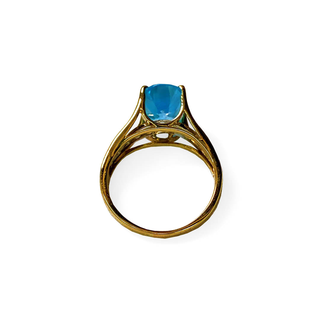Blue Topaz & Diamond Ring