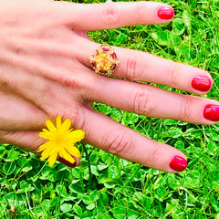 Citrine Hexagon Cocktail Ring