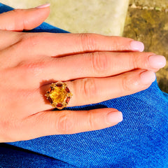 Citrine Hexagon Cocktail Ring