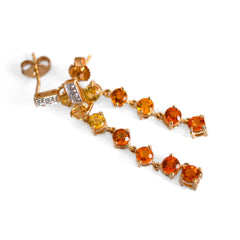 Citrine & Diamond Cocktail Vintage Earrings