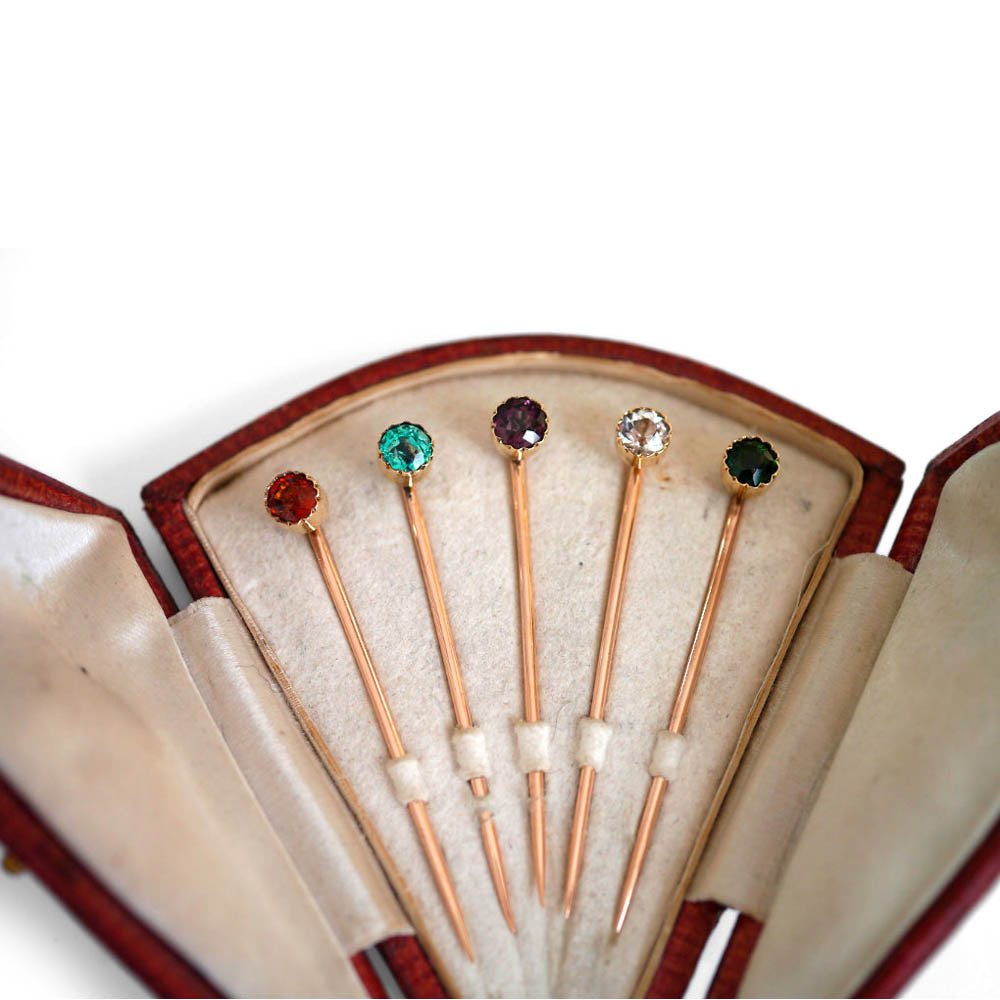 Boxed vintage tie pins