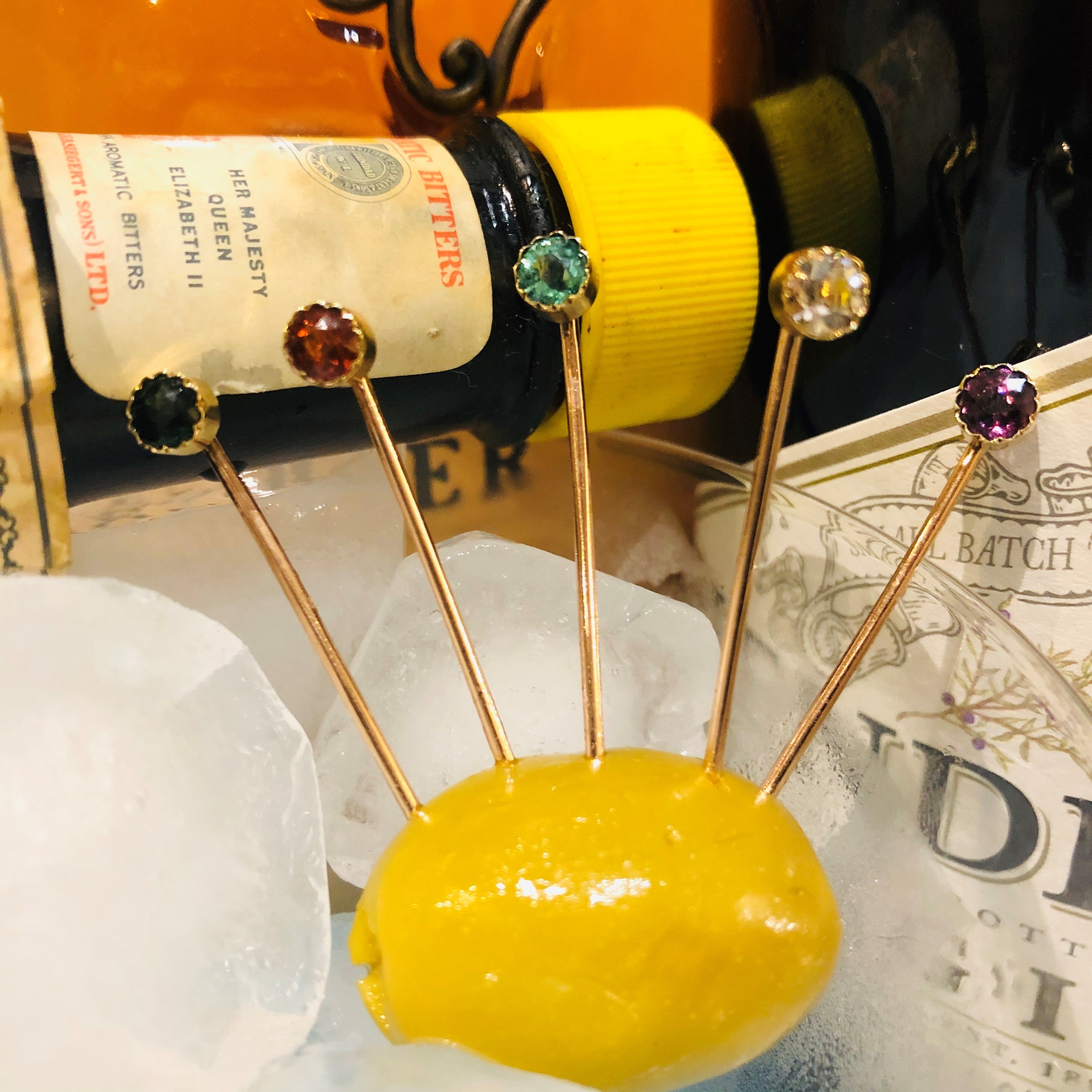 007 Rose Gold Martini Picks cum Tie Pins