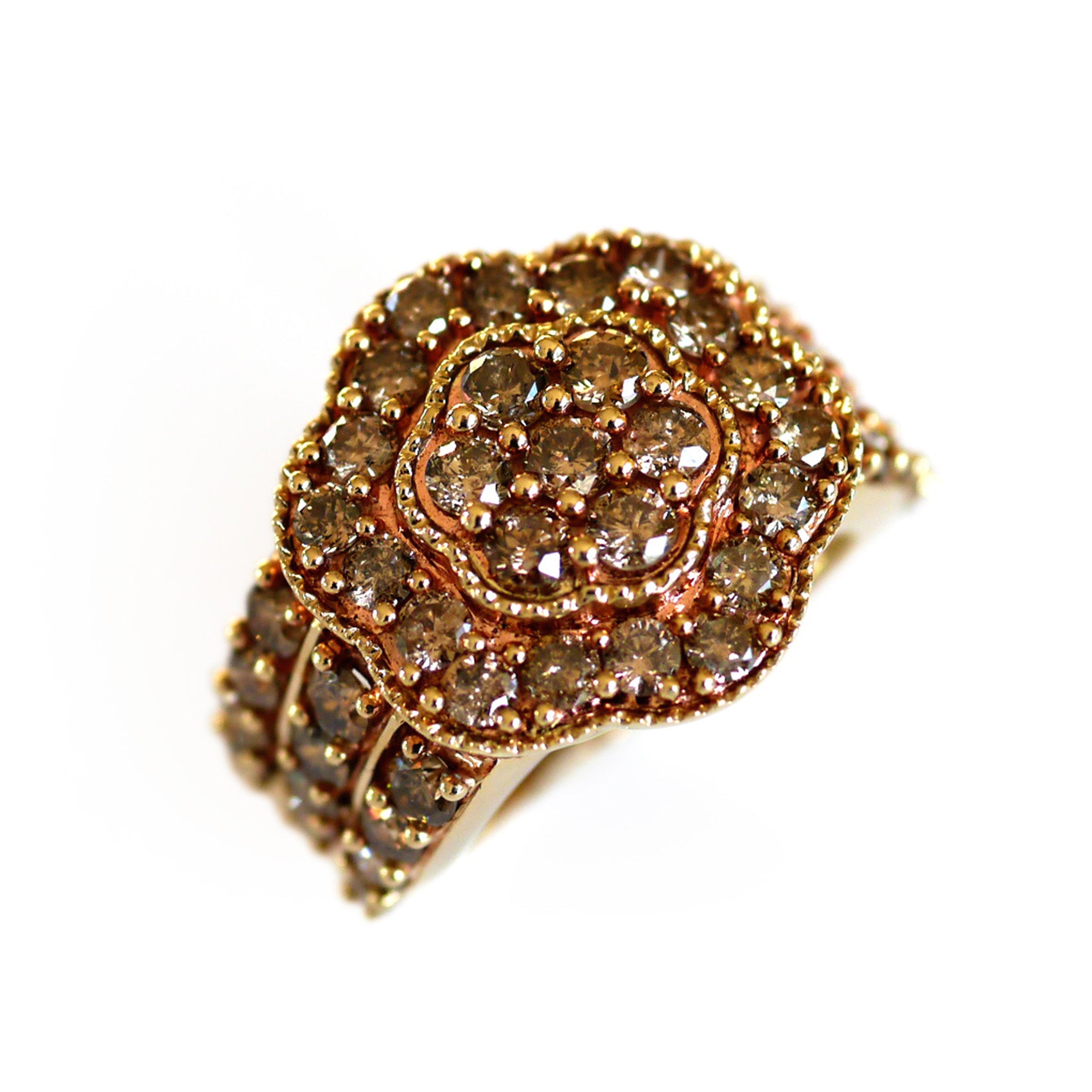 Champagne Diamond Camellia Cocktail Ring