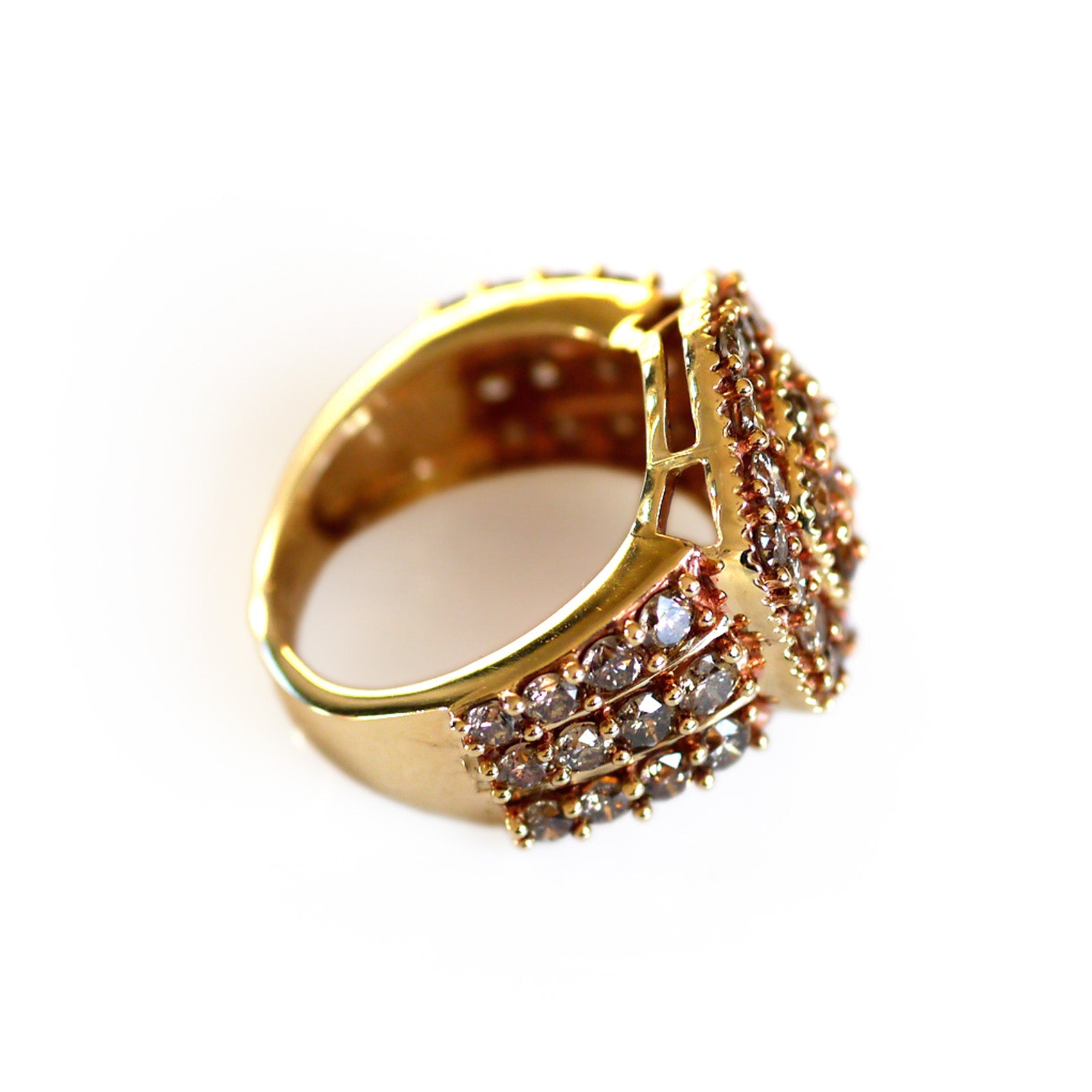 Champagne Diamond Camellia Cocktail Ring