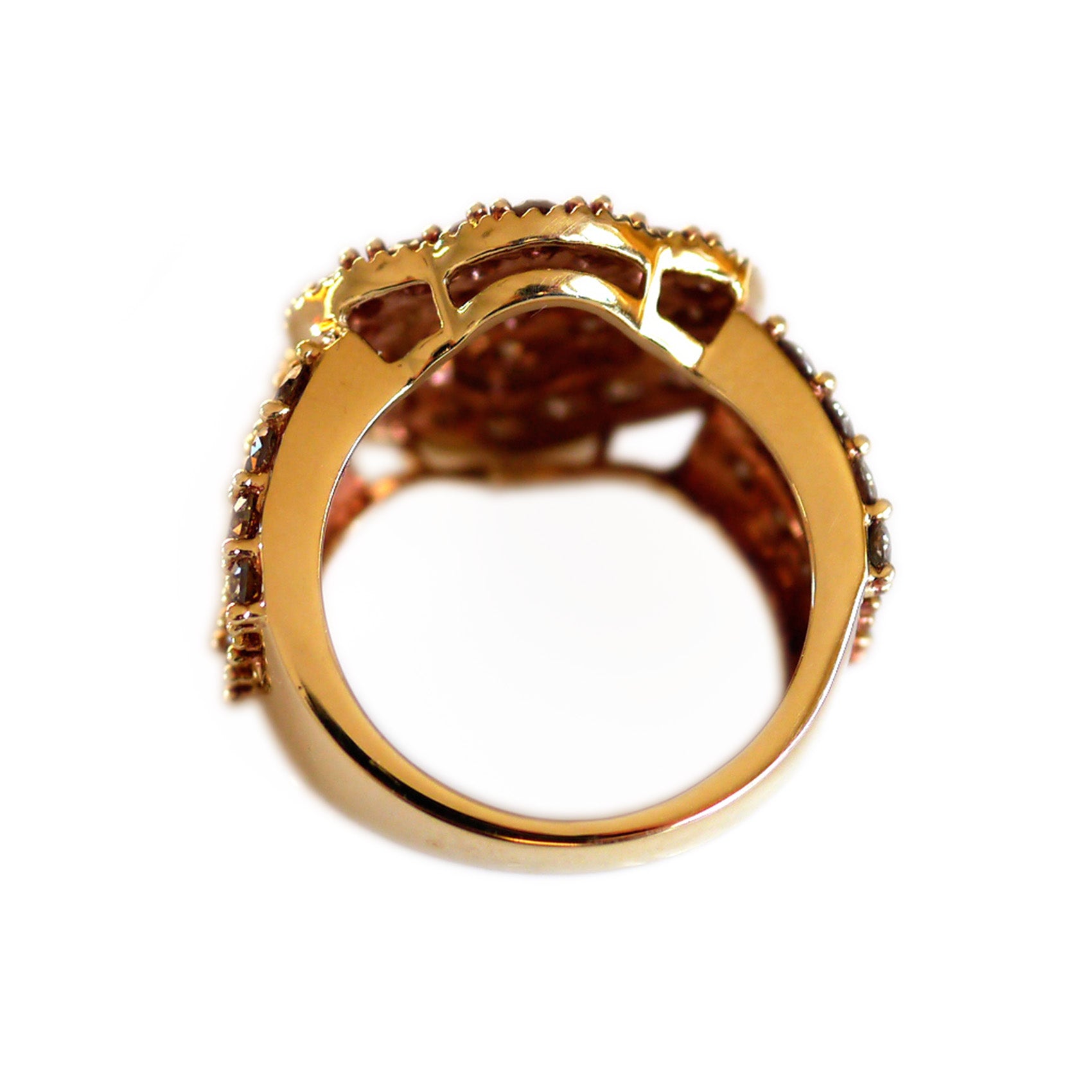 Champagne Diamond Camellia Cocktail Ring