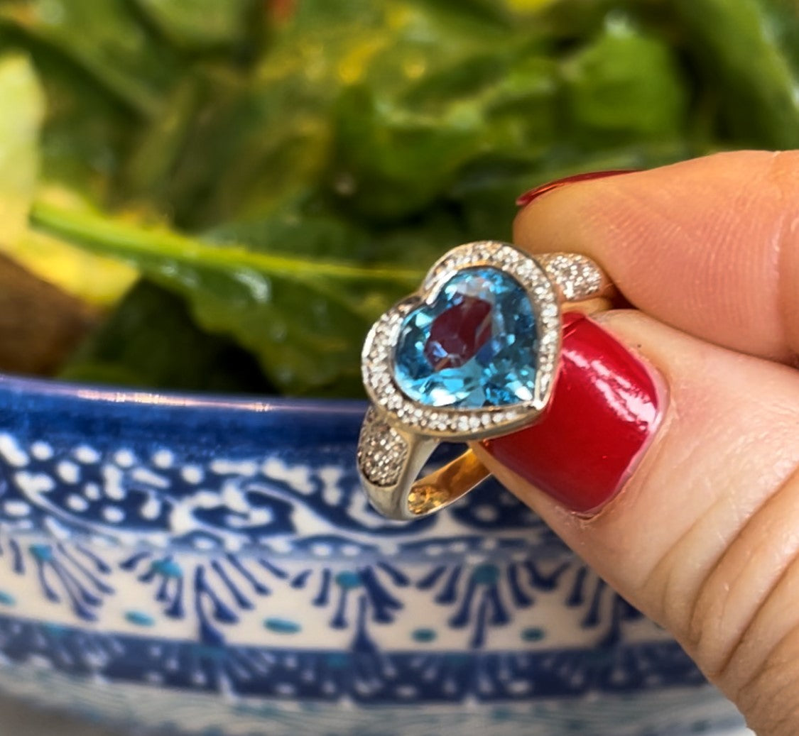 Diamond & Swiss Blue Topaz Lovebox Ring 2005