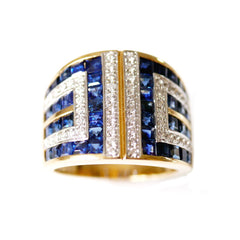 Dazzling Diamond and Sapphire Cocktail Ring