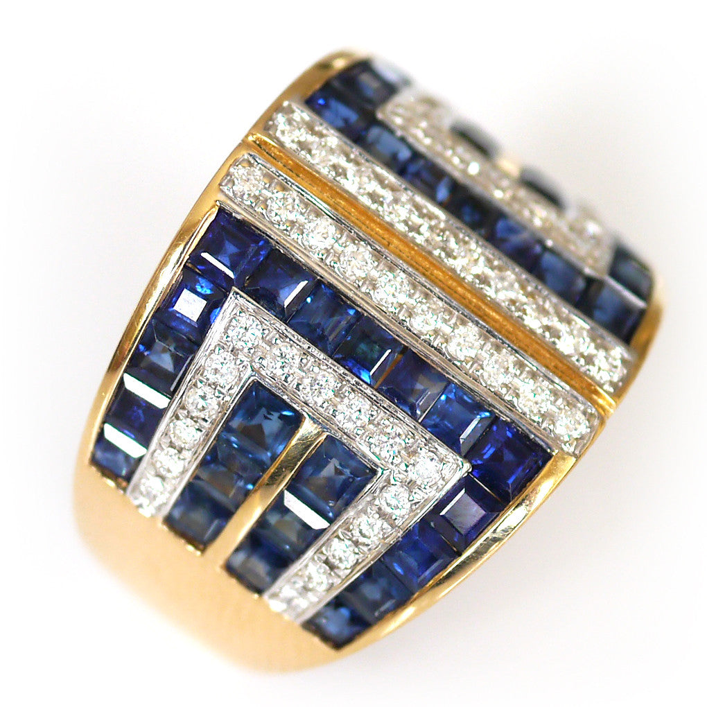 Dazzling Diamond and Sapphire Cocktail Ring