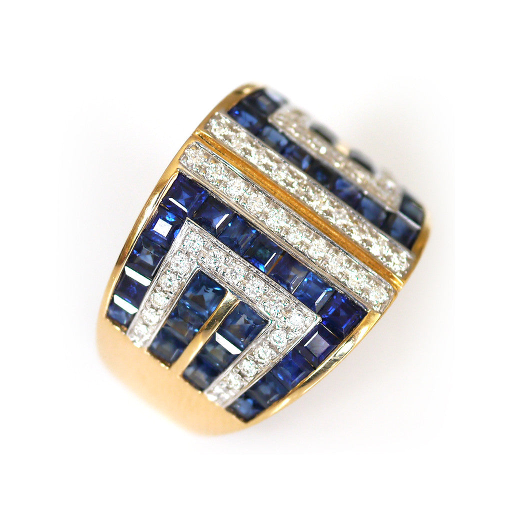 Dazzling Diamond and Sapphire Cocktail Ring