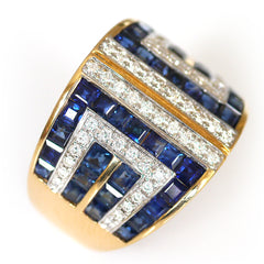Dazzling Diamond and Sapphire Cocktail Ring