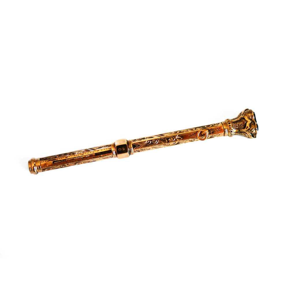 Edwardian Bloodstone Retractable Pencil photographed on a white background